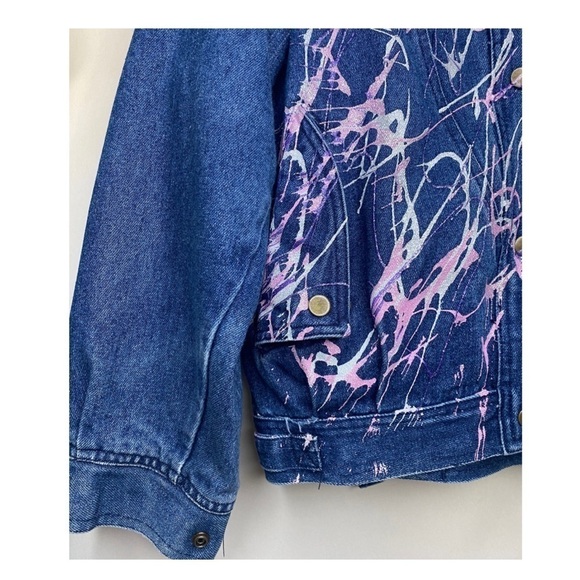 Hot Spices Vintage Sparkle Paint Jean Jacket Sz Med - Picture 7 of 12